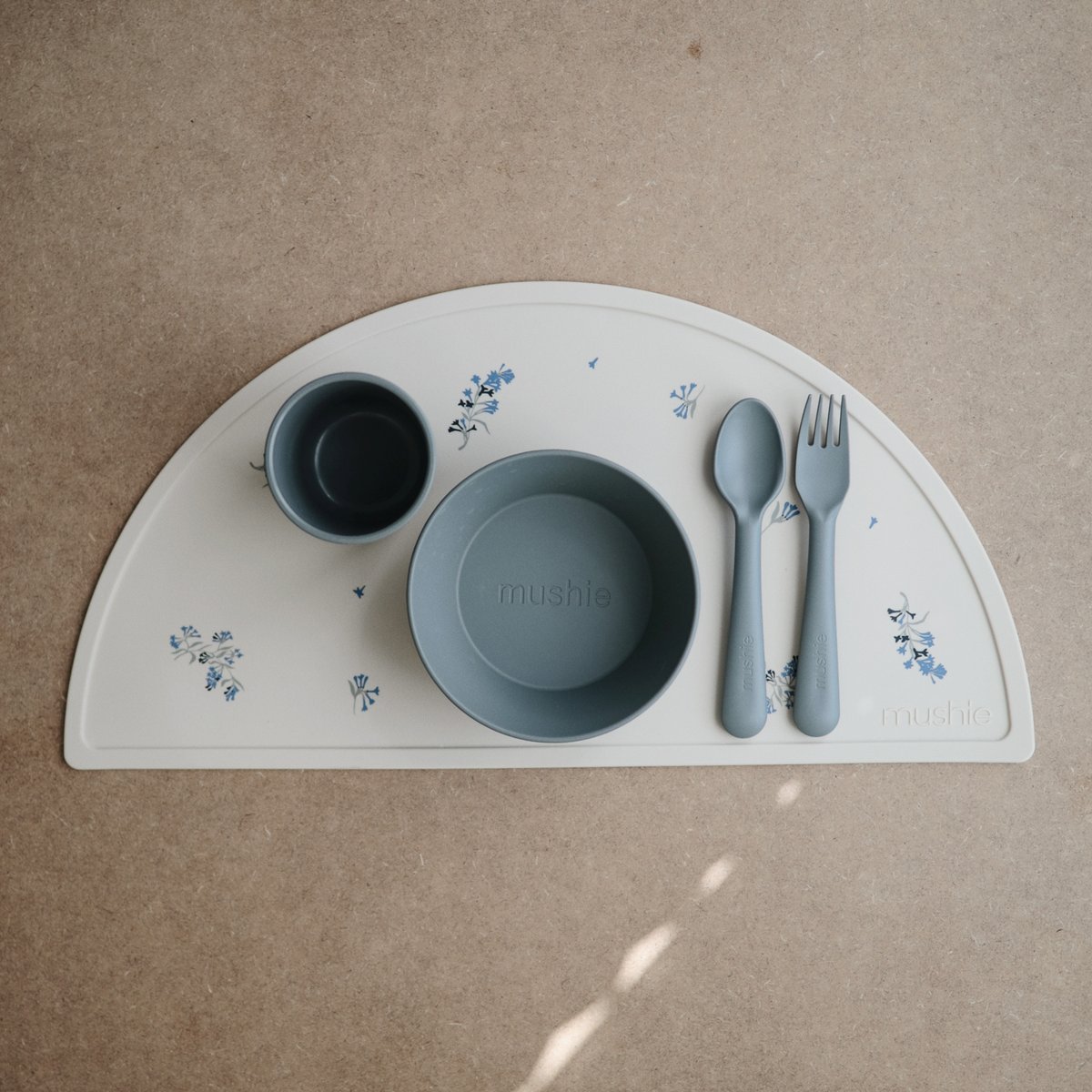BPA & Phthalate Free Mushie Silicone Placemats for Kids Cambridge Blue Easy-to-Clean & Stain Resistant | Non-Slip Design Designed in Sweden