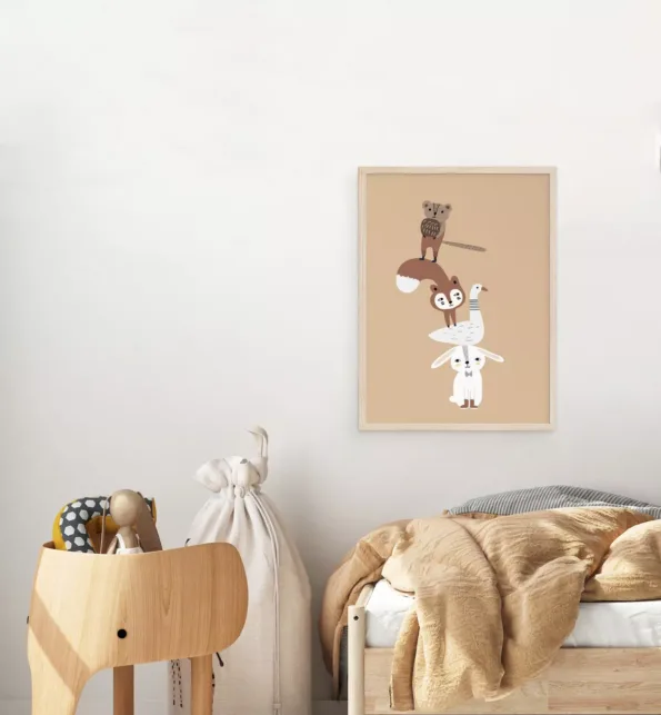 Little Otja kids poster Animal Tower (A3 or A4)